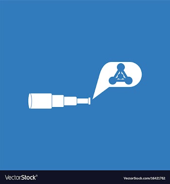 Icon molecules and spyglass vector image