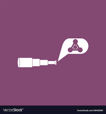 Icon molecules and spyglass vector image