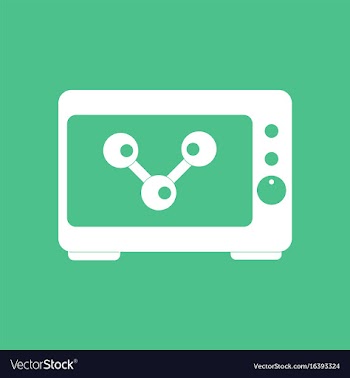 Icon molecules in monitor vector image