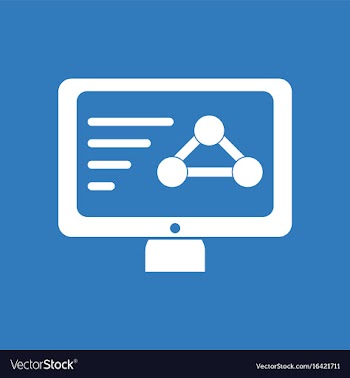Icon molecules in monitor vector image