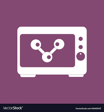Icon molecules in monitor vector image