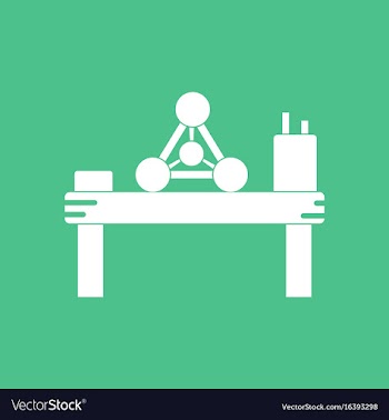 Icon molecules on table vector image