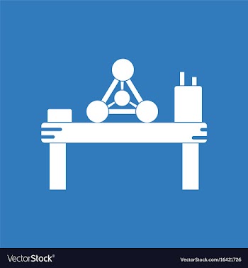 Icon molecules on table vector image