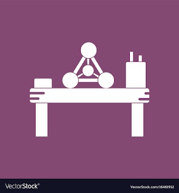 Icon molecules on table vector image