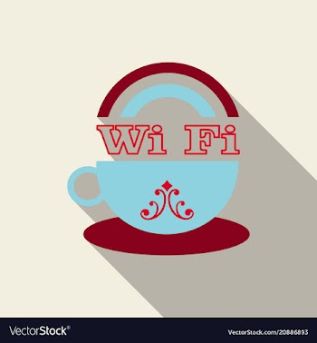 Icon of a cup of coffee with wifi symbol vector image