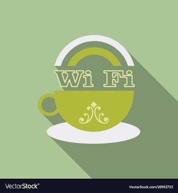 Icon of a cup of coffee with wifi symbol vector image