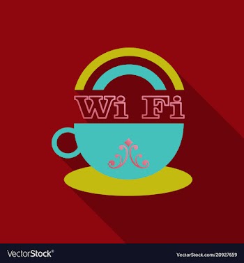 Icon of a cup of coffee with wifi symbol vector image
