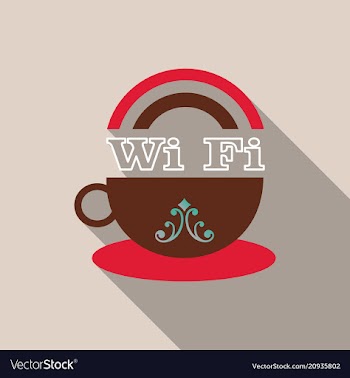 Icon of a cup of coffee with wifi symbol vector image