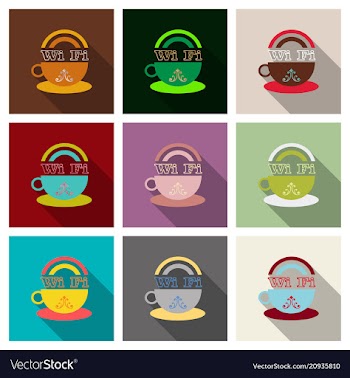 Icon of a cup of coffee with wifi symbol vector image