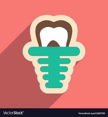 Icon of artificial tooth in flat style vector image