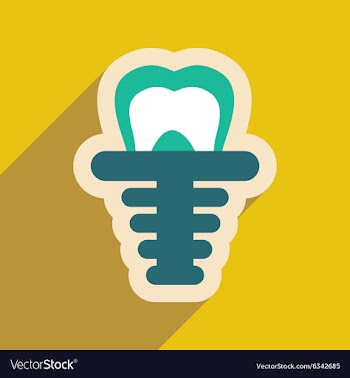 Icon of artificial tooth in flat style vector image