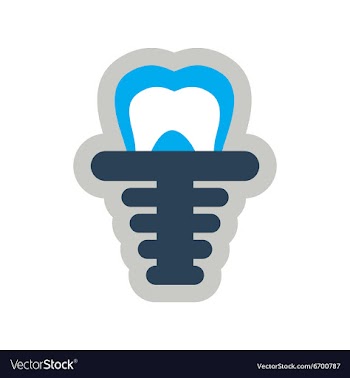 Icon of artificial tooth in flat style vector image