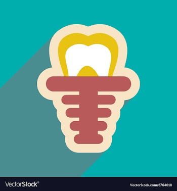 Icon of artificial tooth in flat style vector image