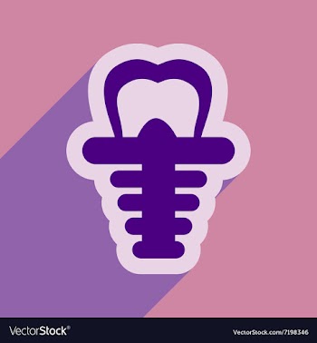 Icon of artificial tooth in flat style vector image