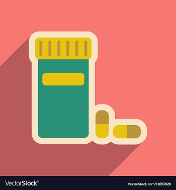 Icon of bottle of pills in flat style vector image