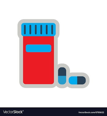 Icon of bottle of pills in flat style vector image
