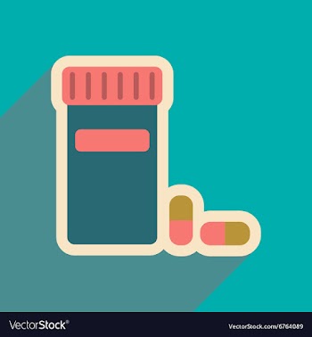 Icon of bottle of pills in flat style vector image