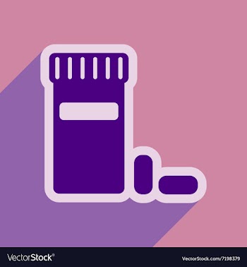 Icon of bottle of pills in flat style vector image