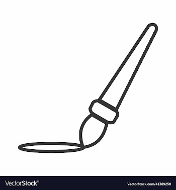 icon of brush and ink - line style