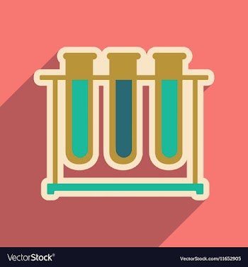 Icon of flasks for analysis in flat style vector image
