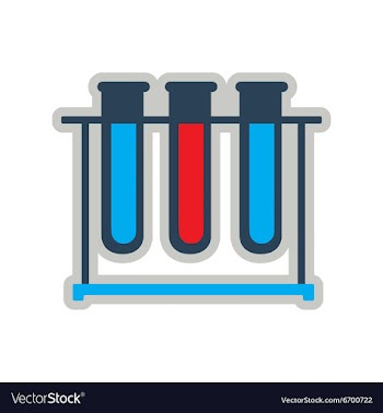 Icon of flasks for analysis in flat style vector image
