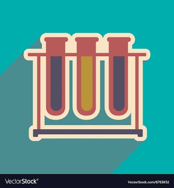Icon of flasks for analysis in flat style vector image