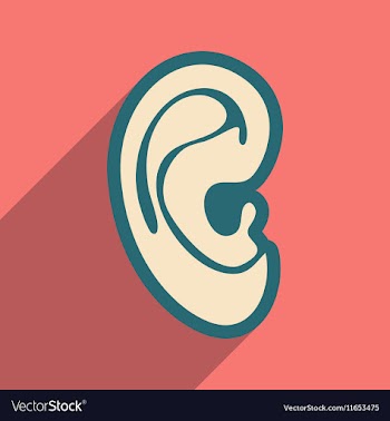 Icon of human ear in flat style vector image