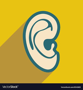 Icon of human ear in flat style vector image