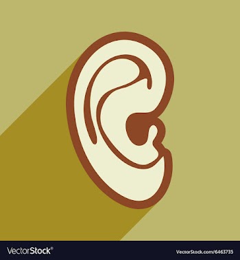 Icon of human ear in flat style vector image