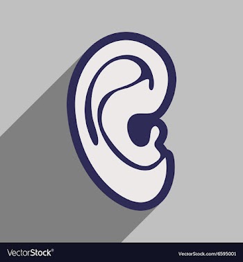 Icon of human ear in flat style vector image