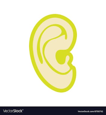 Icon of human ear in flat style vector image