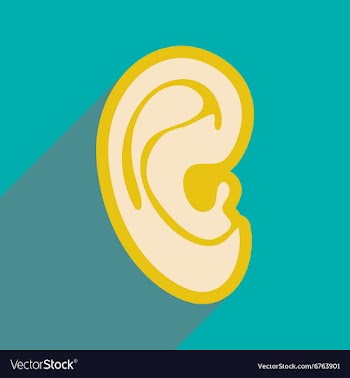 Icon of human ear in flat style vector image