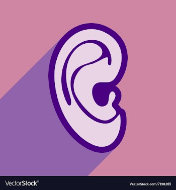Icon of human ear in flat style vector image