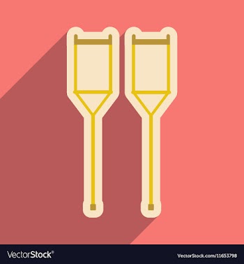 Icon of medical crutches in flat style vector image