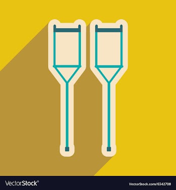 Icon of medical crutches in flat style vector image