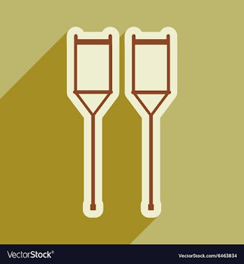Icon of medical crutches in flat style vector image
