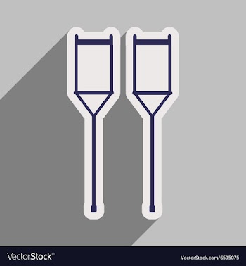 Icon of medical crutches in flat style vector image