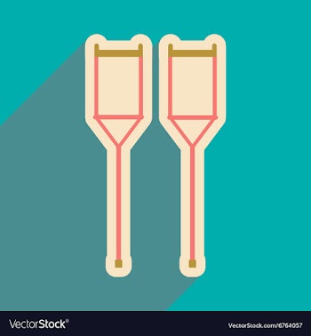 Icon of medical crutches in flat style vector image