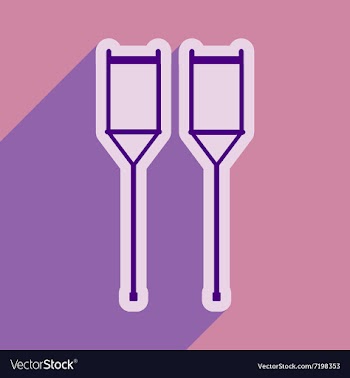 Icon of medical crutches in flat style vector image