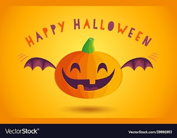 icon of pumpkin with bat wings in kawaii style