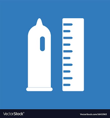 Icon on background condom and ruler vector image