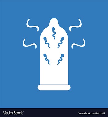 Icon on background condom and spermatozoa vector image