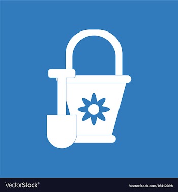 Icon on background shovel and bucket vector image