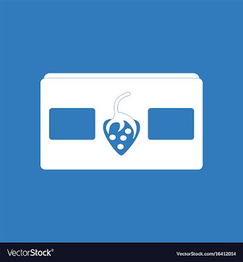 Icon on background videocassette and strawberry vector image