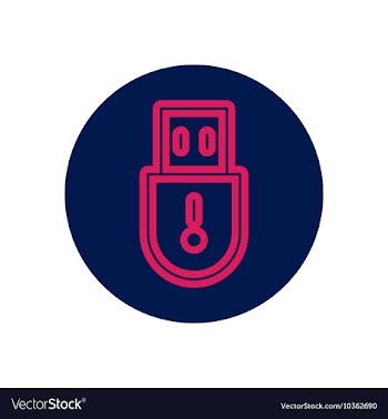 Icon on the topic office on circle usb vector image