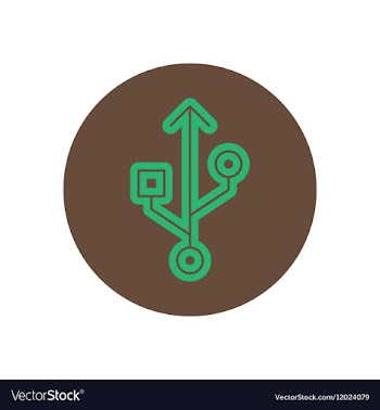 Icon on the topic office on circle usb vector image