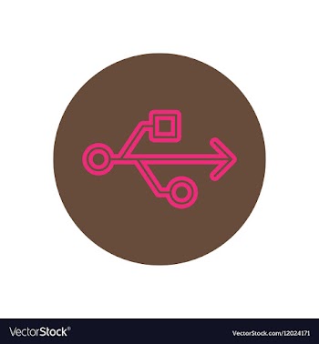 Icon on the topic office on circle usb vector image