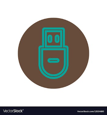 Icon on the topic office on circle usb vector image