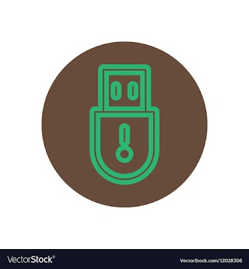 Icon on the topic office on circle usb vector image