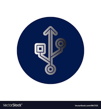 Icon on the topic office on circle usb vector image